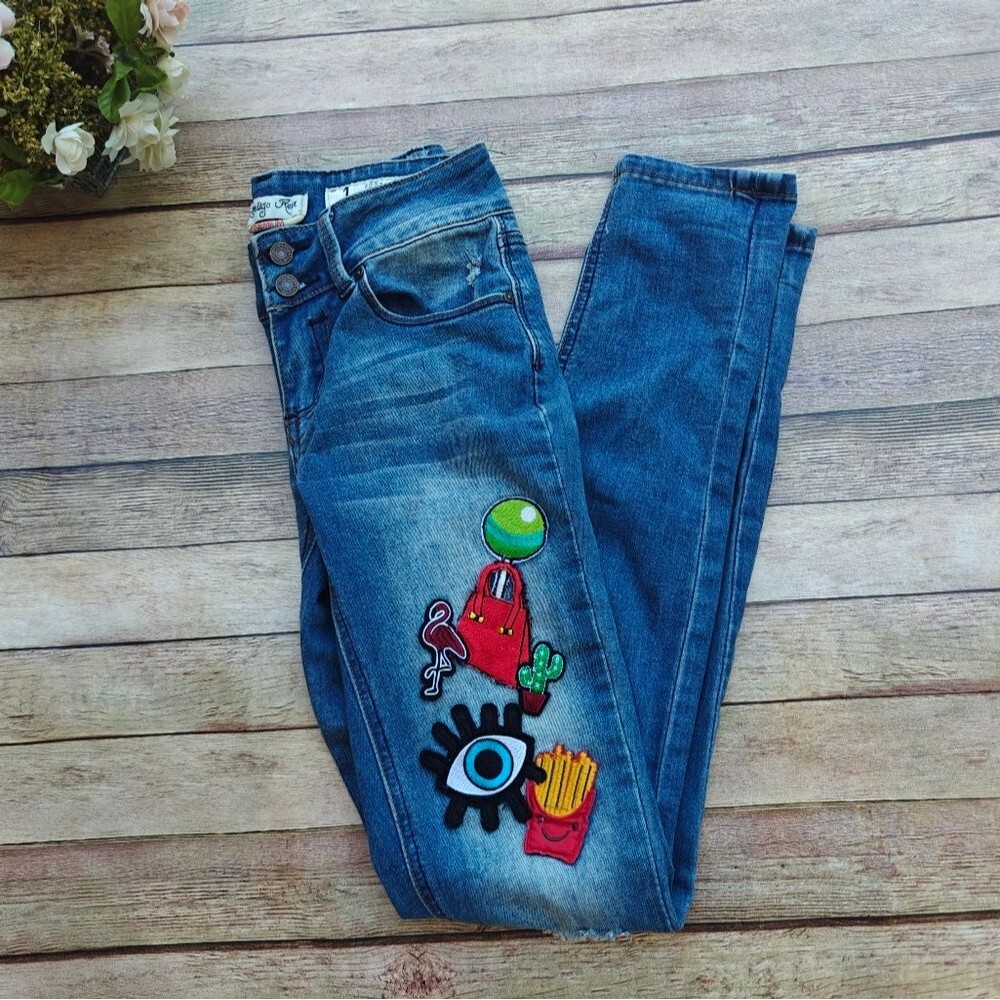 Indigo Rein Jeans With Patches Size 1